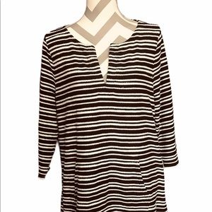 Liz Claiborne Weekend Black/White Striped Pullover